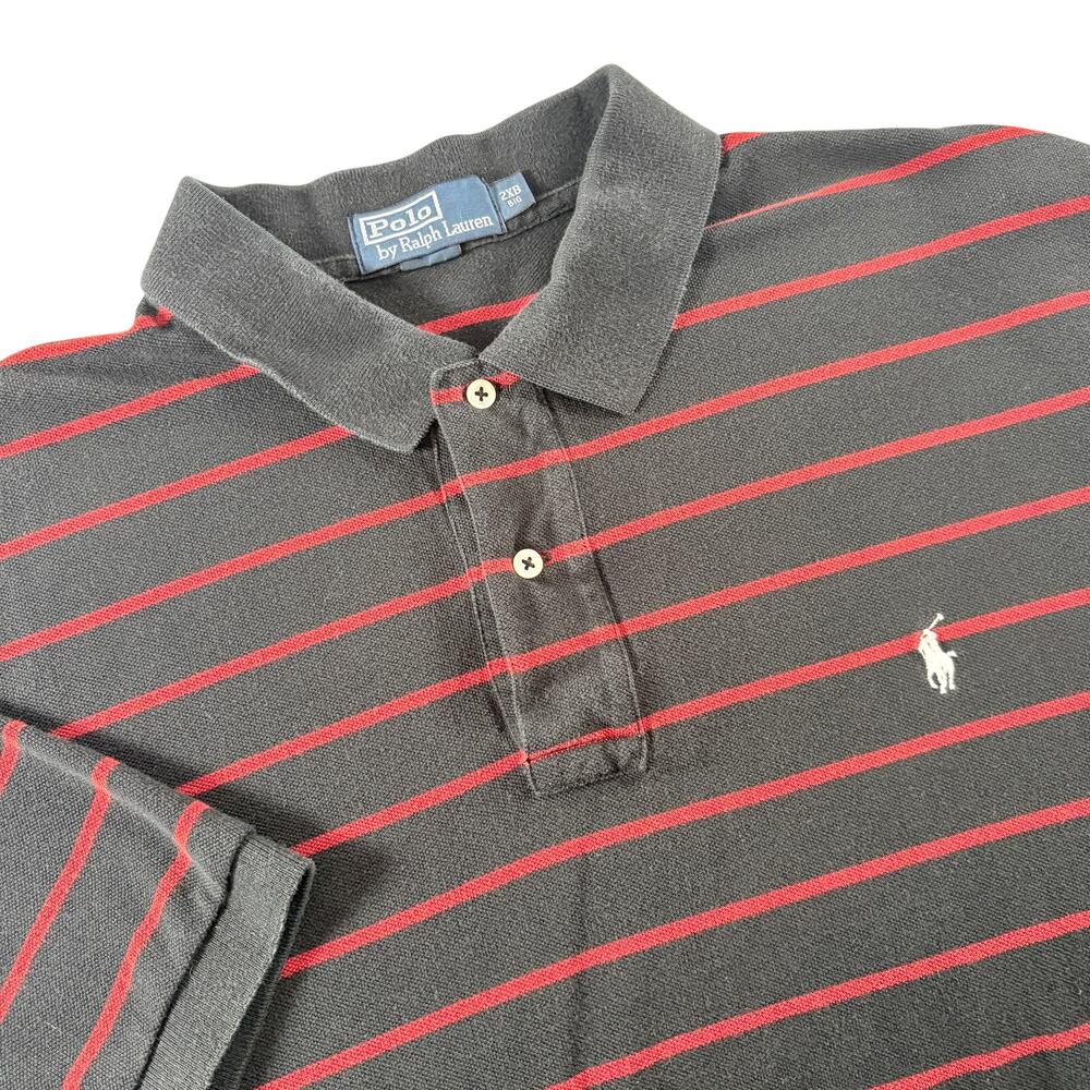 Polo Ralph Lauren Black Red Striped White Pony Men's Shirt Sz‎ 2XB